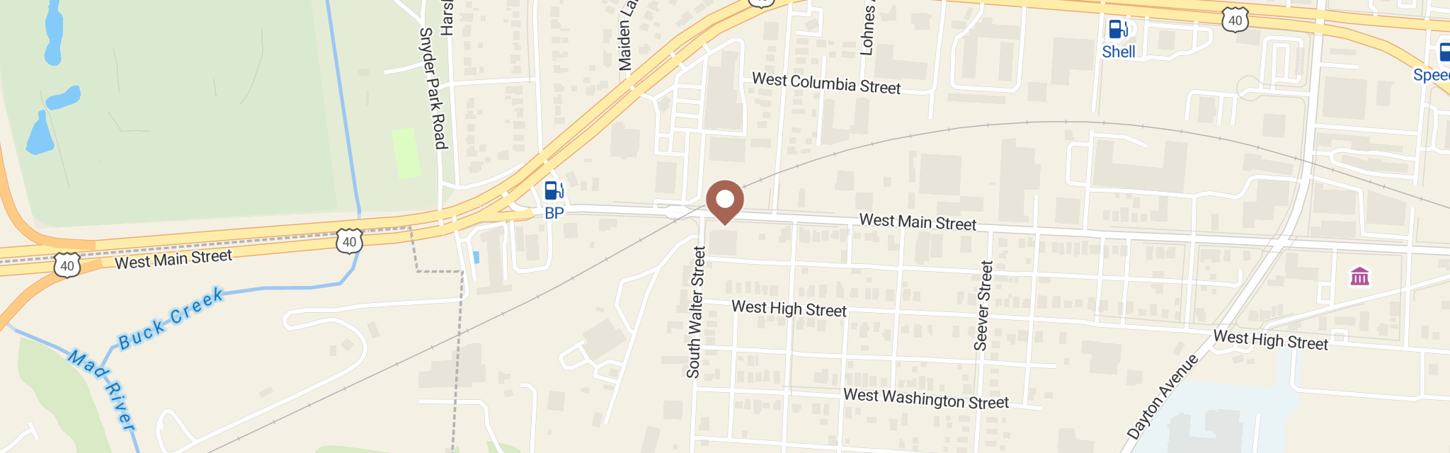 Map of Catholic Charities at 1925 W Main St, Springfield, OH 45504