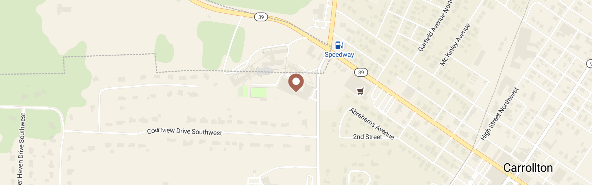 Map of Loaves & Fishes Food Pantry at 211 Moody Ave SW, Carrollton, OH 44615