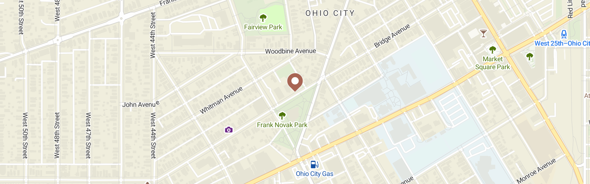 Map of Near West Side Ecumenical Food Center at 3610 Bridge Ave, Cleveland, OH 44113