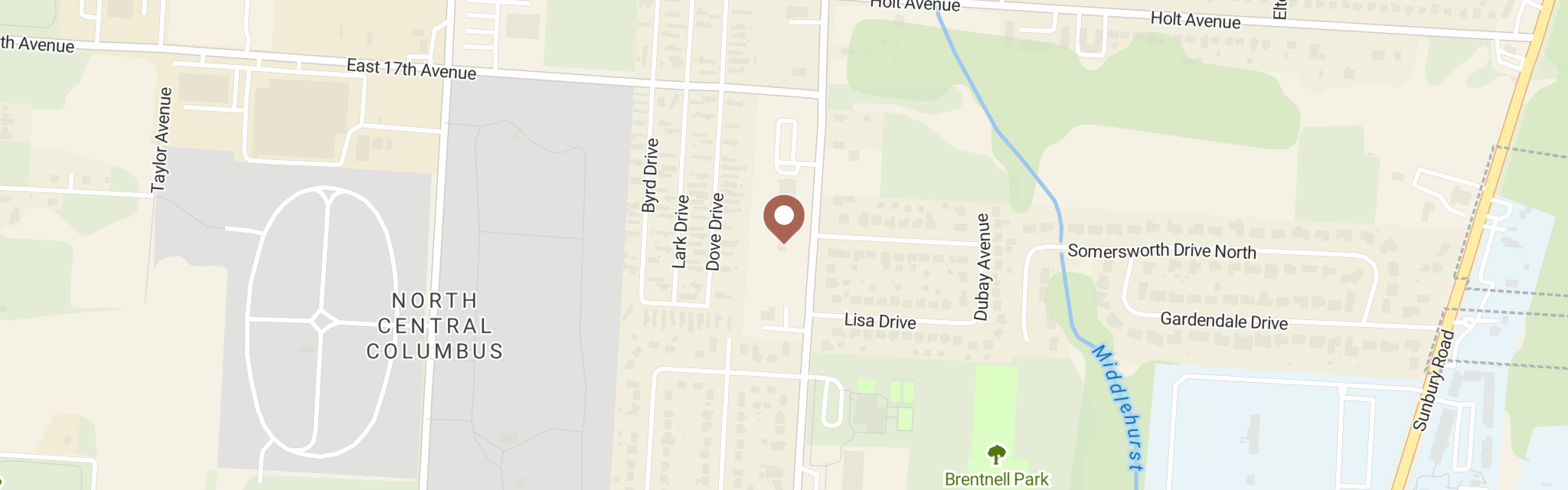 Map of Temple Of Faith Food Pantry at 1417 Brentnell Ave, Columbus, OH 43219