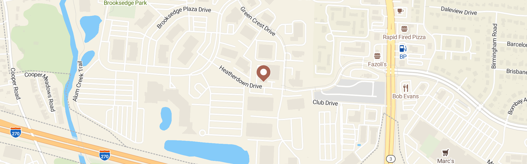 Map of Warm at 150 Heatherdown Dr # A, Westerville, OH 43081