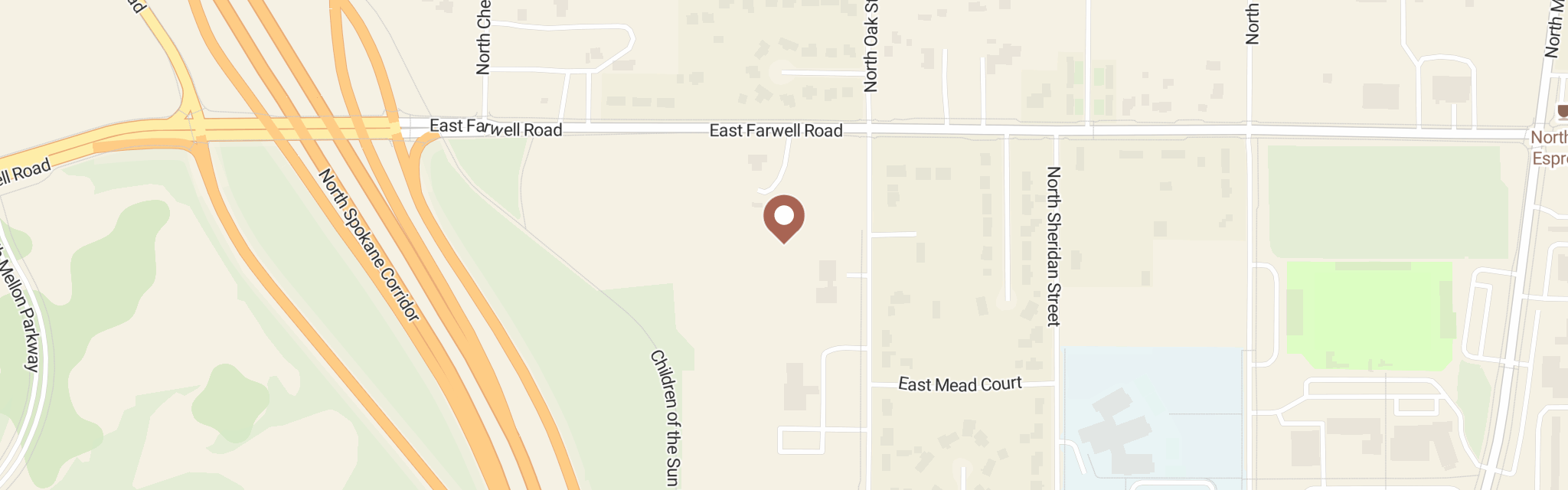 Map of Mead Food Bank at 12611 N Wilson St, Mead, WA 99021