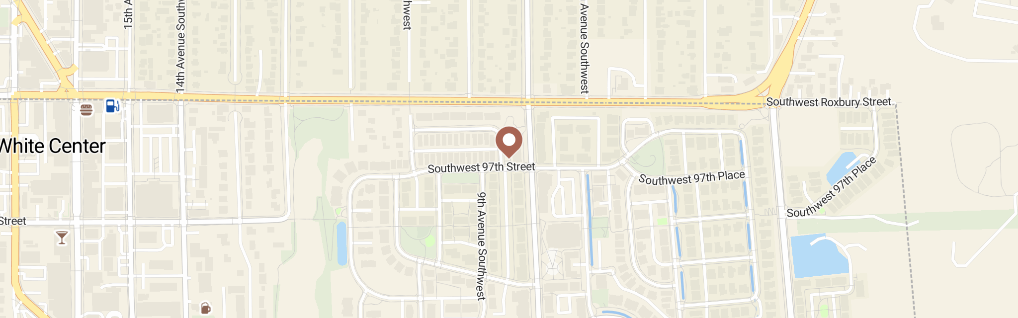Map of White Center Food Bank at 9700 8th Pl SW, Seattle, WA 98106