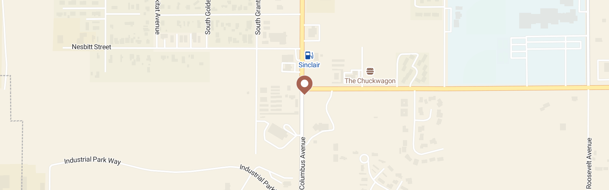 Map of Goldendale Community Food Bank at 104 E Simcoe Dr, Goldendale, WA 98620