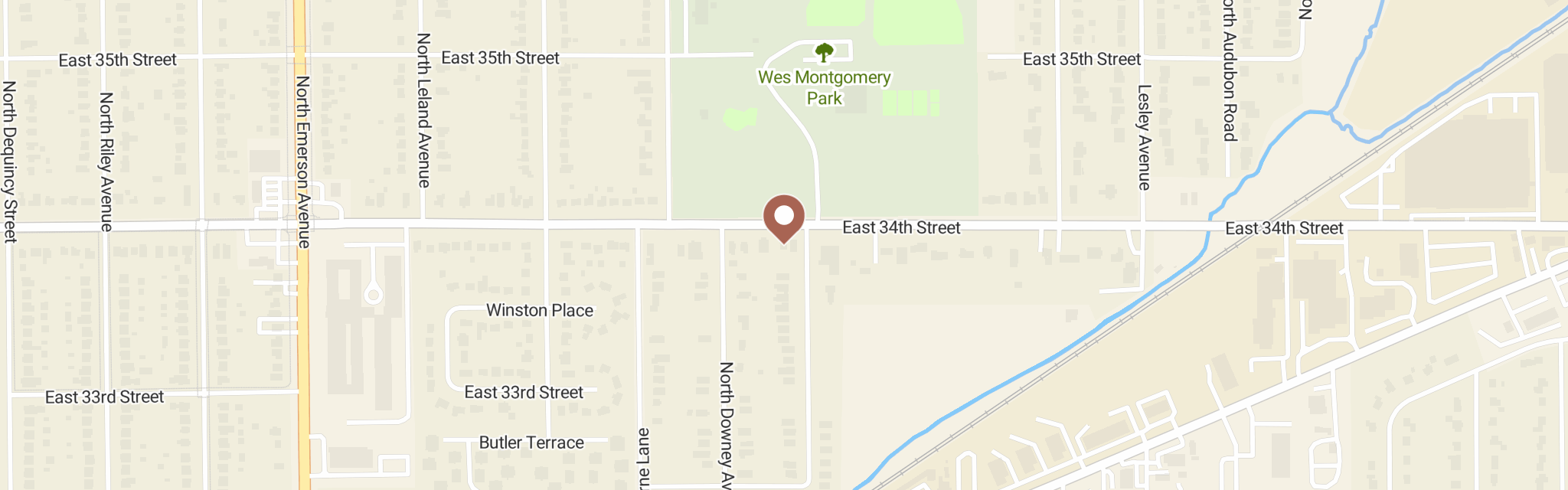 Map of New Jerusalem Outreach at 5415 E 34th St, Indianapolis, IN 46218