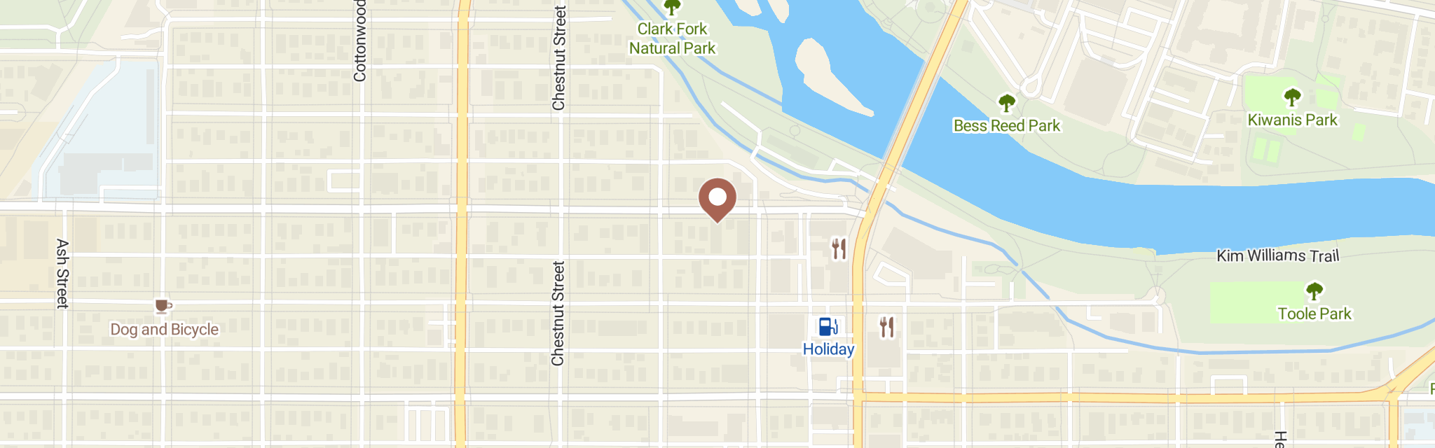 Map of Missoula Food Bank at 219 S 3rd St W, Missoula, MT 59801