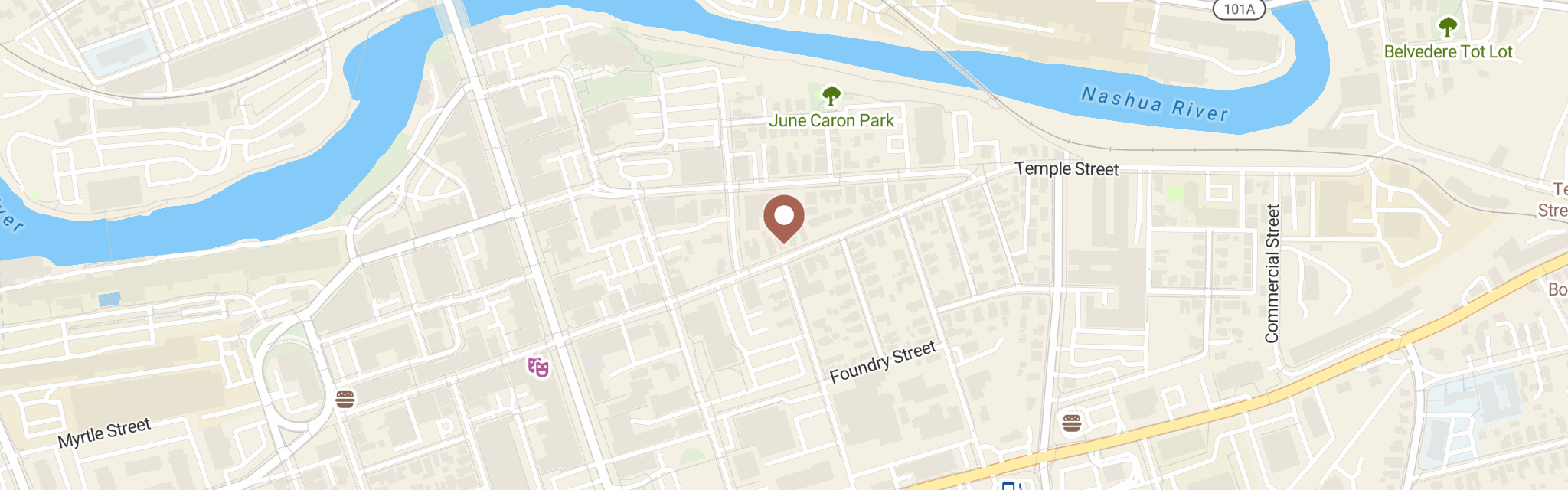 Map of Nashua Soup Kitchen & Shelter at 2 Quincy St, Nashua, NH 3060