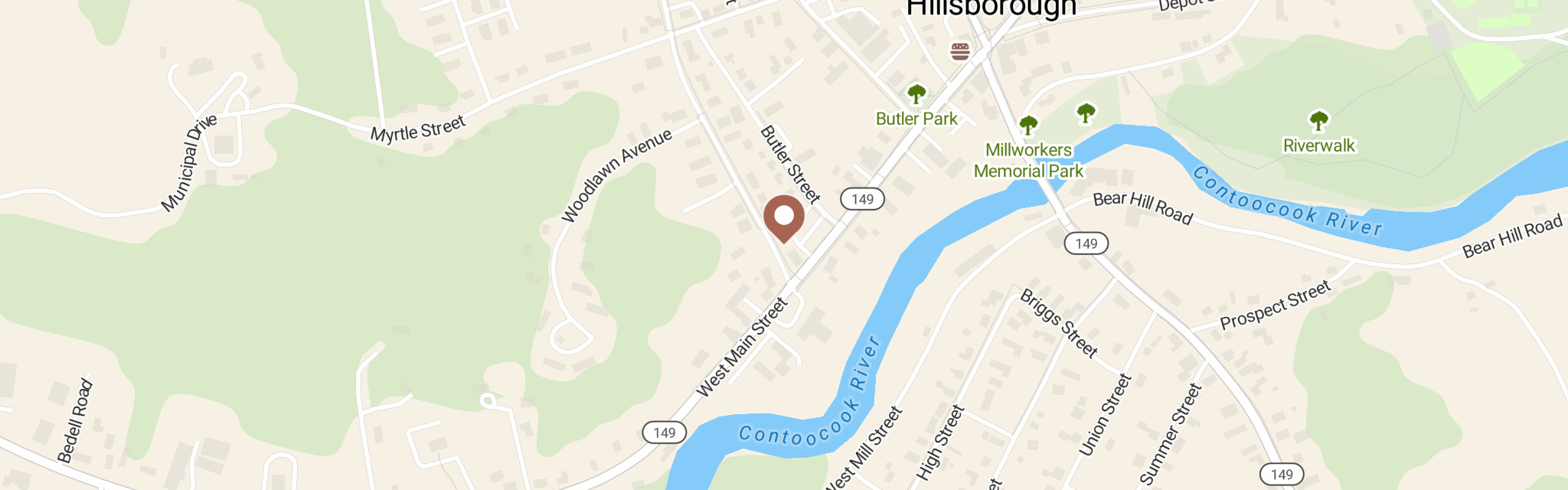 Map of Hillsboro District Food Pantry at 7 Church St, Hillsborough, NH 3244