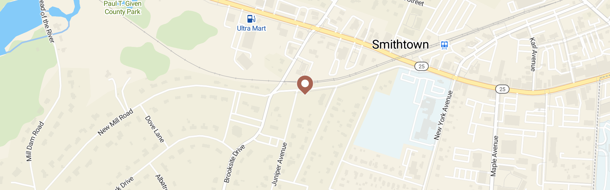 Map of Smithtown Emergency Food Pantry at 90 Edgewater Ave, Smithtown, NY 11787