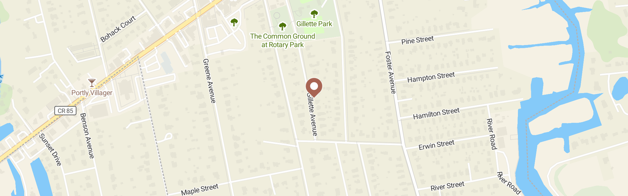 Map of Greater Sayville Food Pantry at 47 Gillette Ave, Sayville, NY 11782