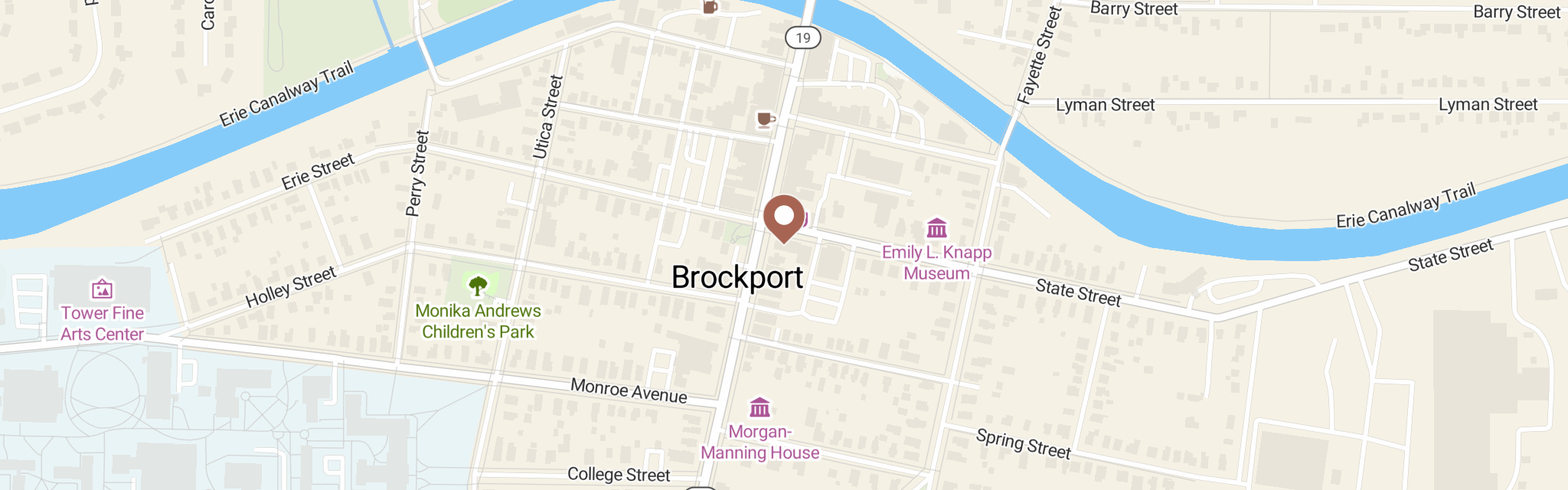 Map of Brockport Food Shelf at 14 State St, Brockport, NY 14420