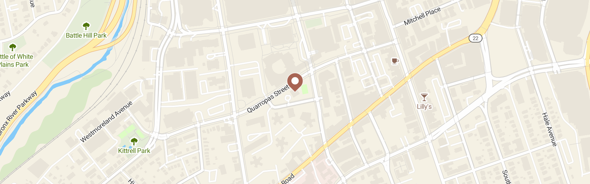 Map of Ecumenical Food Pantry Of White Plains at 2 Fisher Ct, White Plains, NY 10601