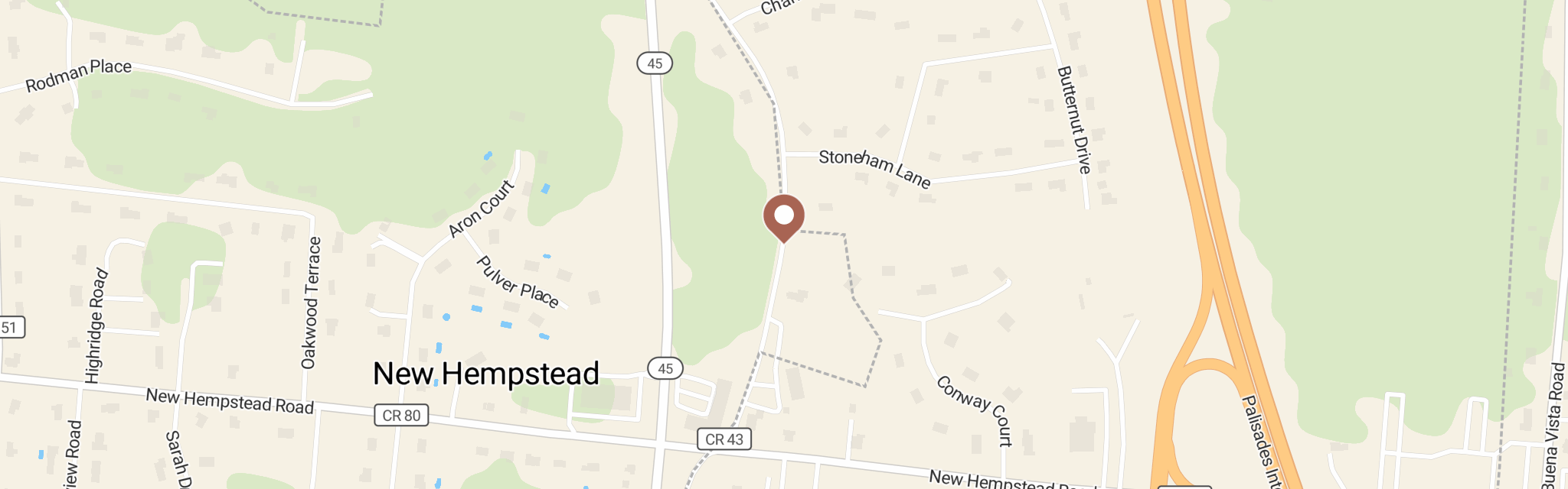 Map of Independent Living Ctr at 873 Route 45 Suite 108, New City, NY 10956