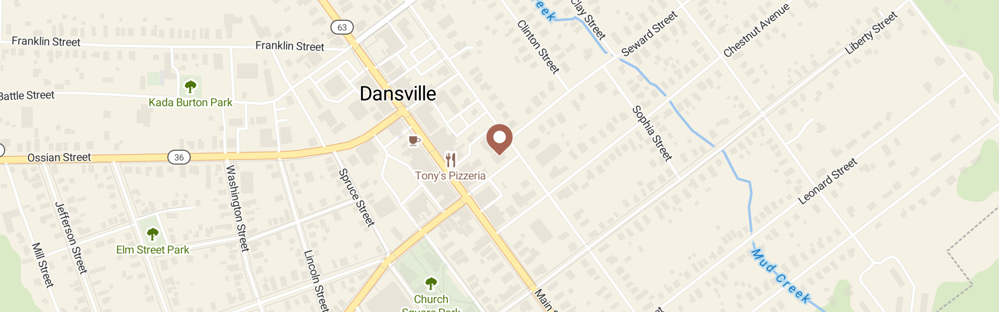 Map of Community Food Pantry at 43 Elizabeth St, Dansville, NY 14437