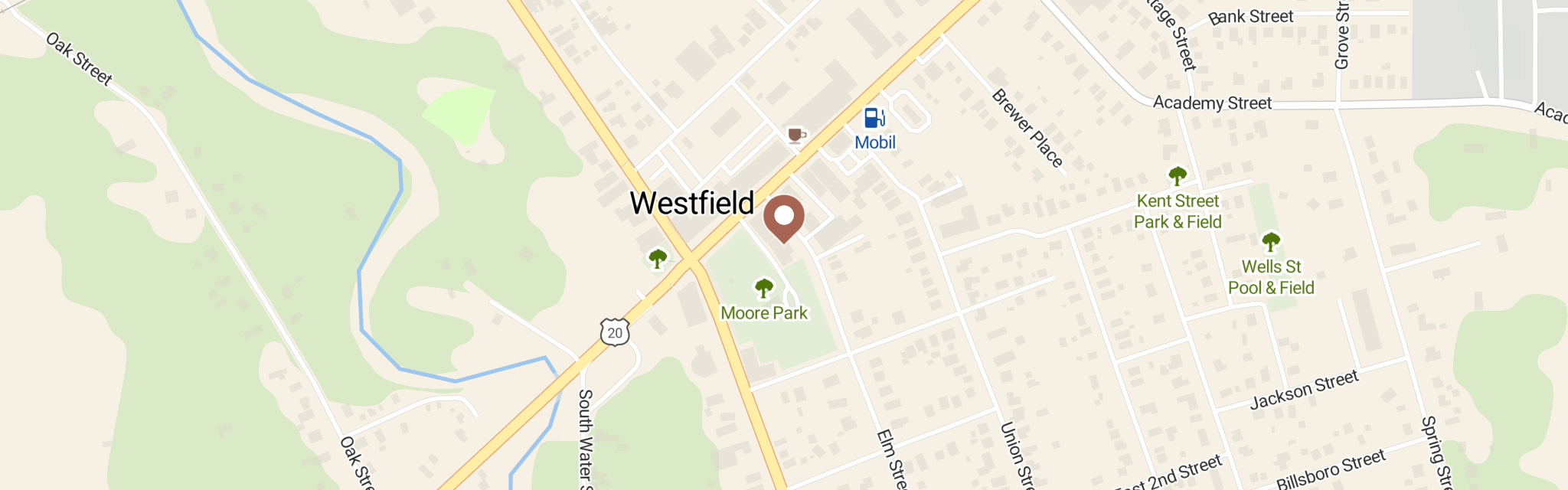 Map of Westfield Community Kitchen at 12 Elm St, Westfield, NY 14787