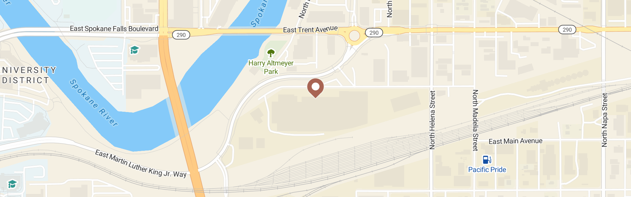 Map of Second Harvest Food Bank at 1234 E Front Ave, Spokane, WA 99202