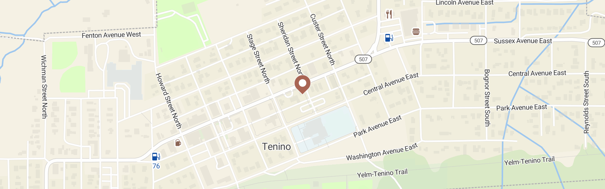 Map of Tenino Food Bank Plus at 297 Sussex Ave E, Tenino, WA 98589