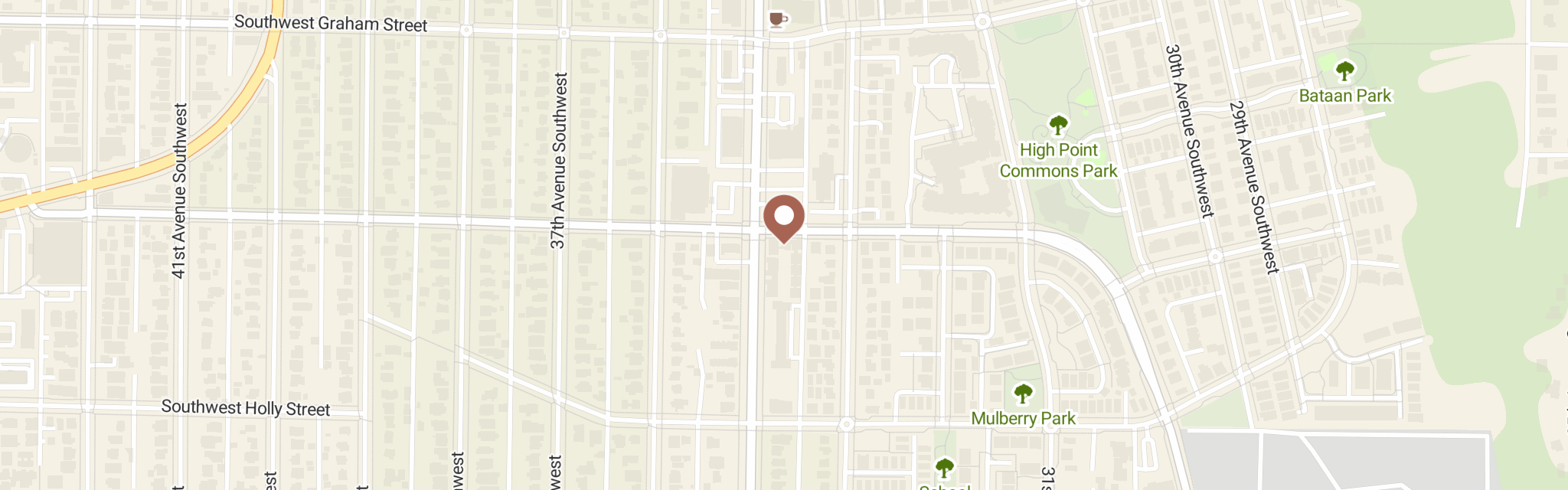 Map of West Seattle Food Bank at 3419 SW Morgan St, Seattle, WA 98126