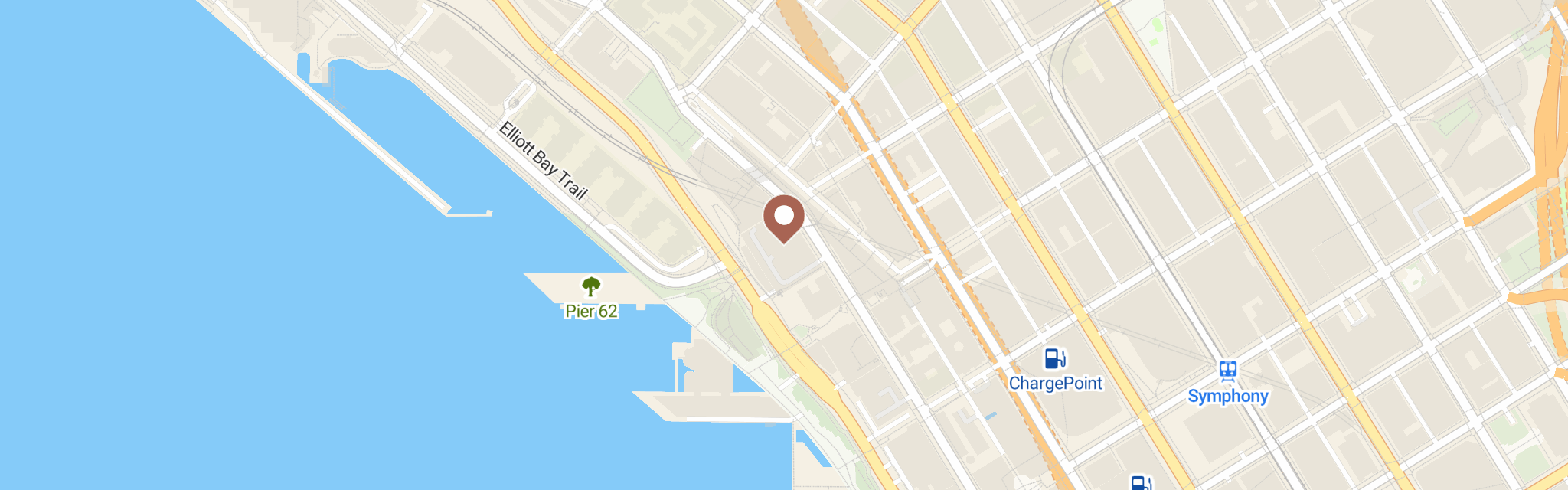 Map of Downtown Food Bank at 1531 Western Ave, Seattle, WA 98101