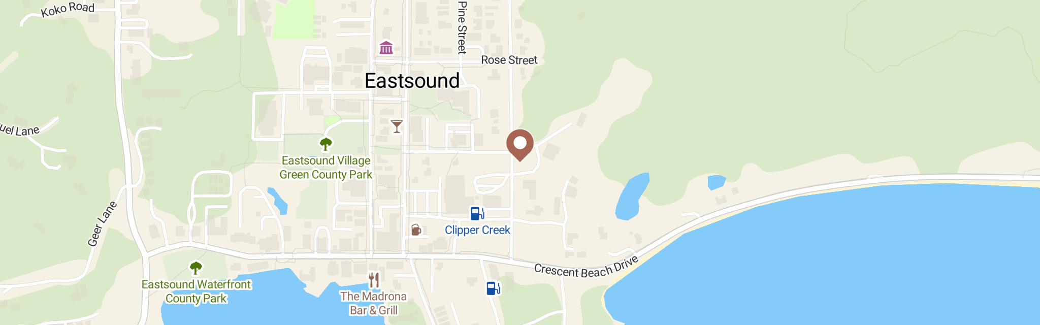 Map of Orcas Island Food Bank at 176 Madrona St, Eastsound, WA 98245