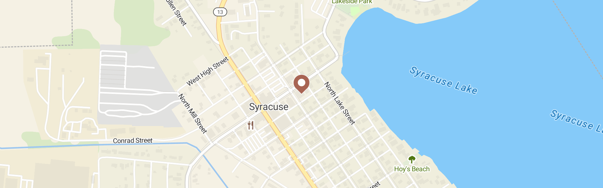 Map of Syracuse Food Pantry at 203 E Main St, Syracuse, IN 46567