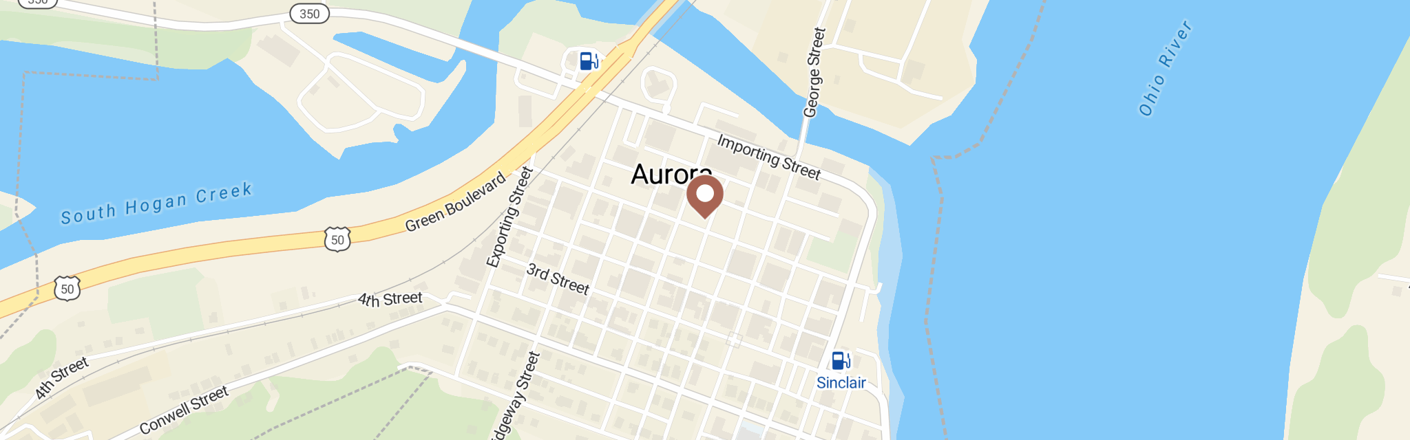 Map of Clearing House at 332 2nd St., Aurora, IN 47001