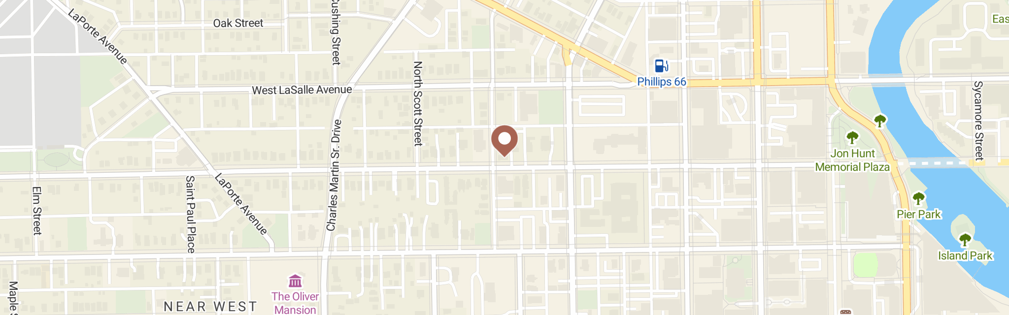 Map of Berean Food Bank at 535 W Colfax Ave, South Bend, IN 46601