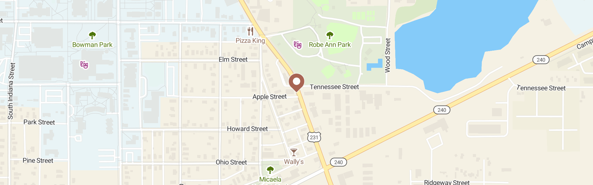 Map of Putnam County Emergency Food Pantry at 600 Tennessee St, Greencastle, IN 46135