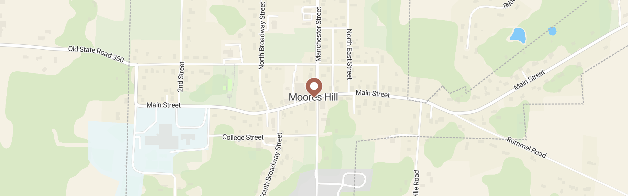 Map of Moores Hill Town Hall at 16504 Manchester St, Moores Hill, IN 47032