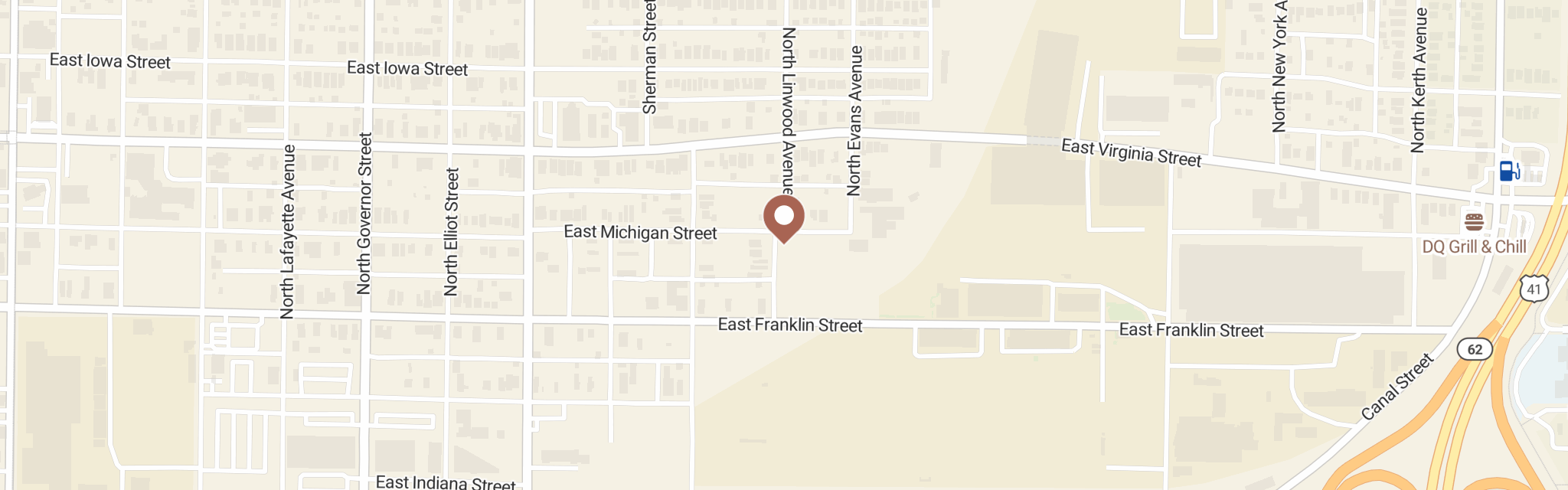 Map of Tri-State Food Bank at 801 E Michigan St, Evansville, IN 47711