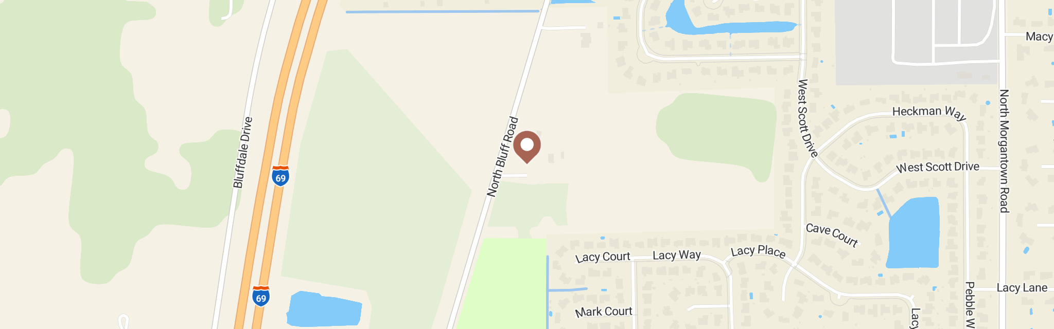 Map of Mt Pleasant Christian Church Bread Of Life Food Pantry at 755 N Bluff Rd, Greenwood, IN 46142