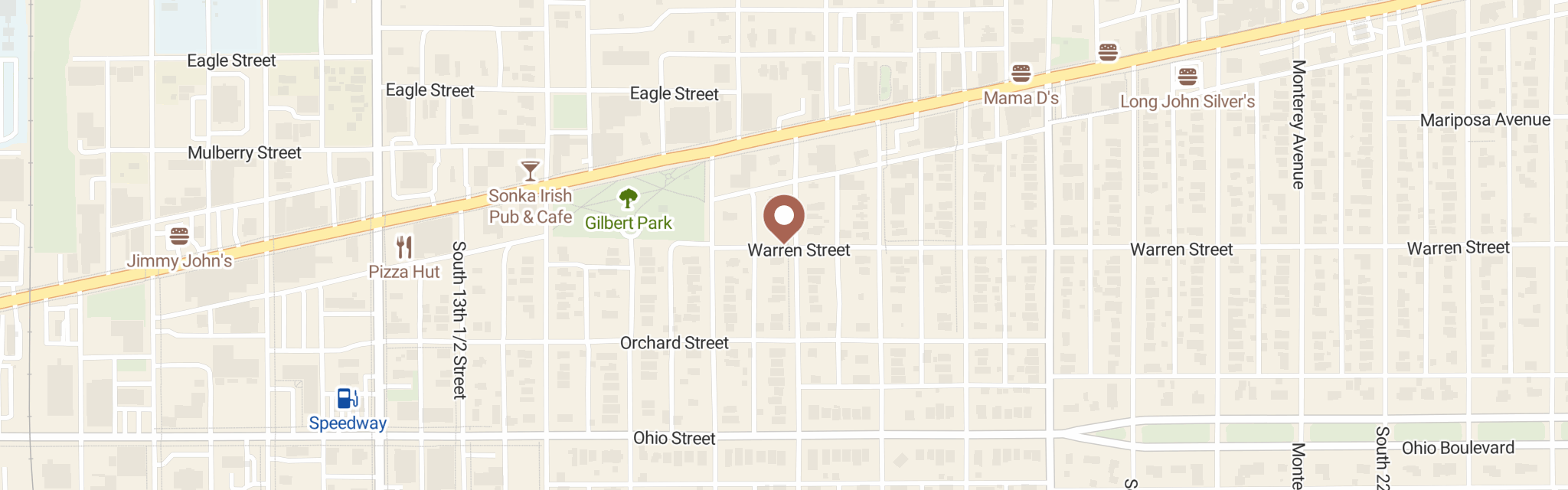 Map of Catholic Charities at 1356 1/2 Locust St, Terre Haute, IN 47807