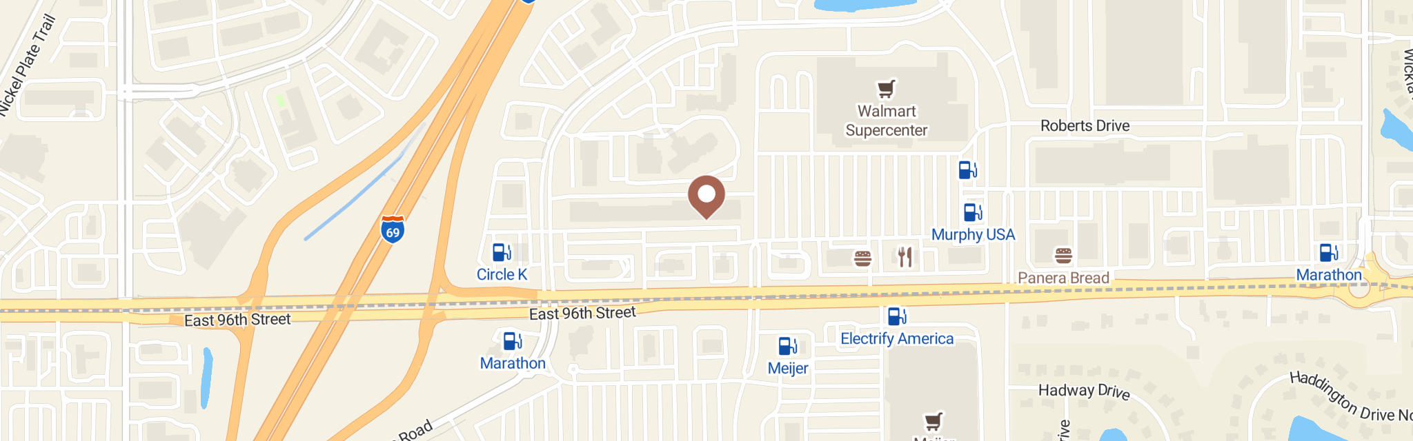 Map of Southern Kitchen at 7854 E 96th St, Fishers, IN 46037