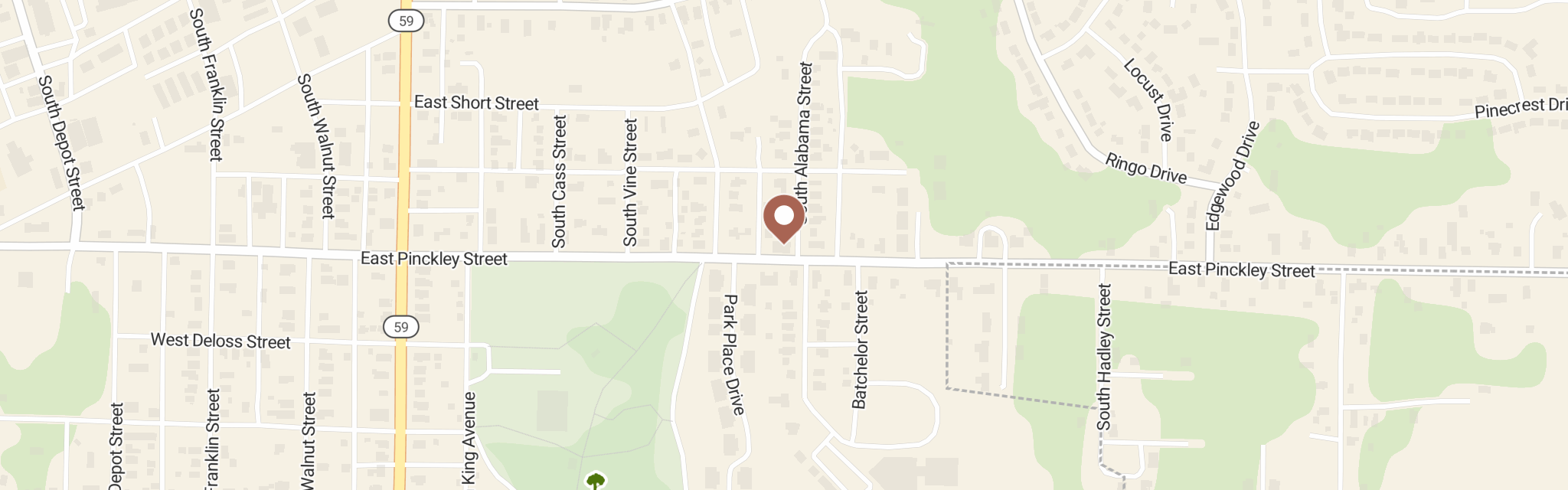 Map of Clay County Emergency Fd Pntry at 506 E Pinckley St, Brazil, IN 47834